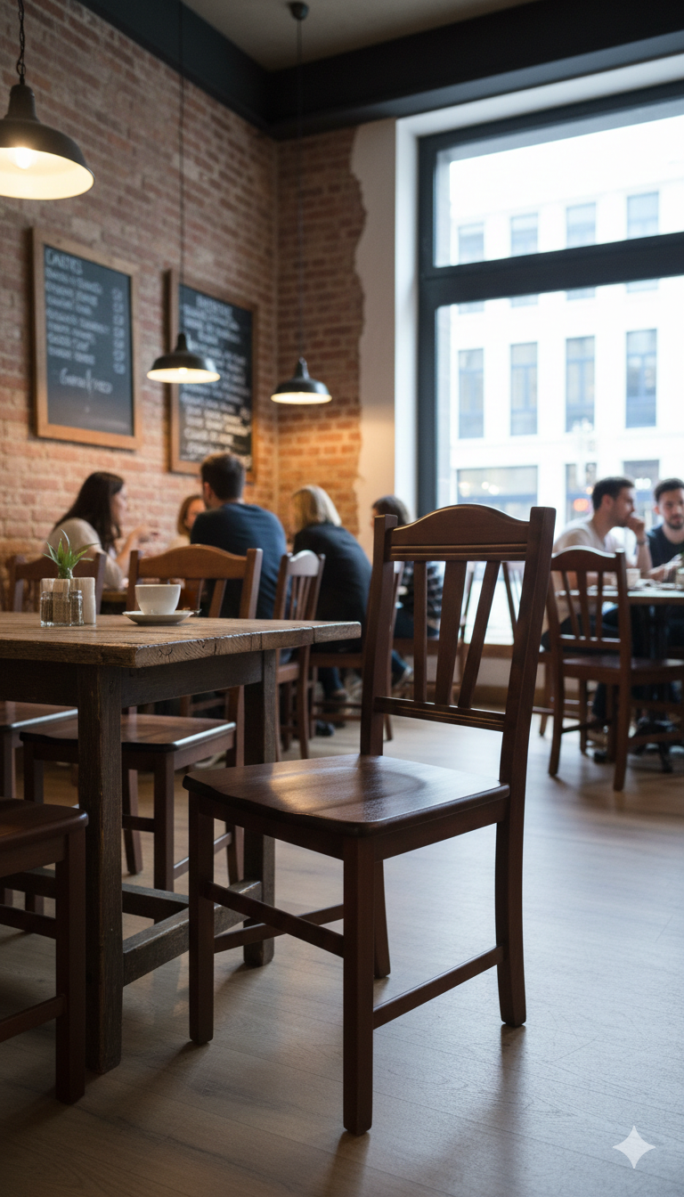 Leseni stoli Silvana v ambientu restavracije