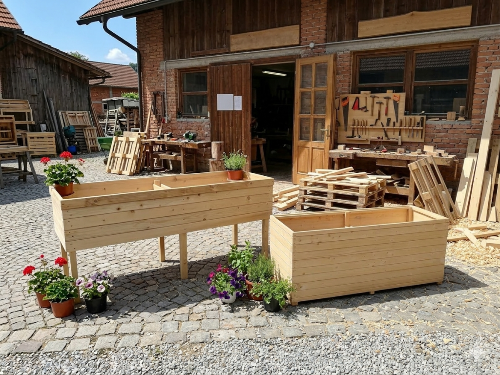 Rimex masivno pohištvo - lesena visoka greda