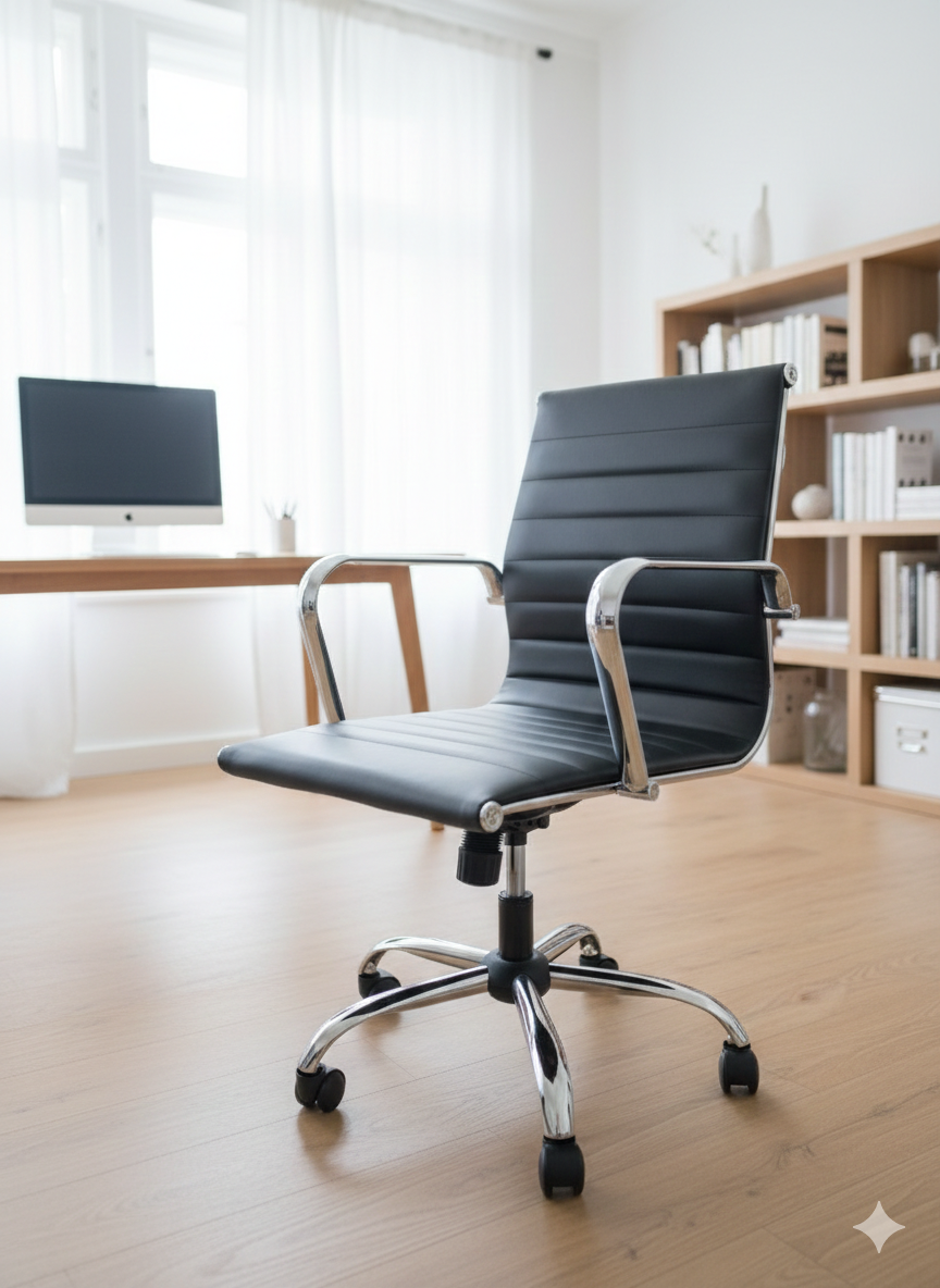 Pisarniški stol Zena S v črnem umetnem usnju pogled spredaj