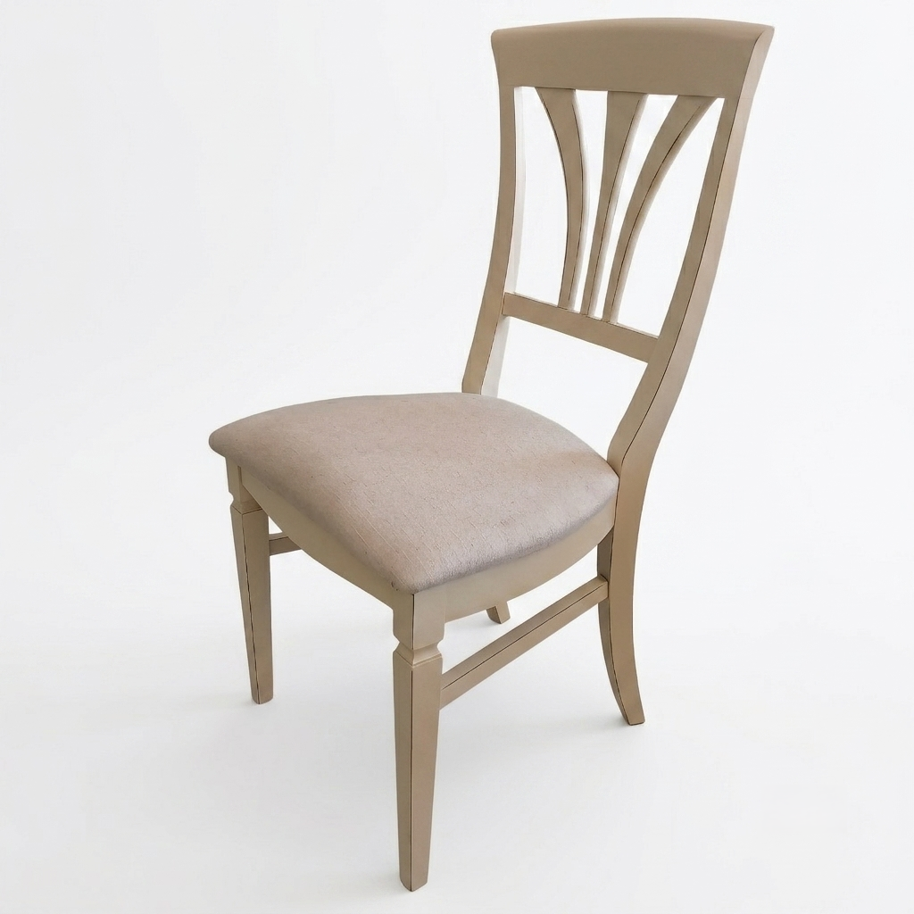 Vintage jedilni stol v beige barvi z oblazinjenjem po meri