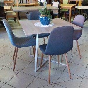 Jedilni set Jon miza 90x90 mat hrast belo podnožje in lounge stoli Outlet Rimex