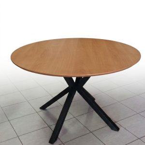 Okrogla jedilna miza Loki premer 100 cm iveral bukev s crnim kovinskim pajk podnozjem Rimex