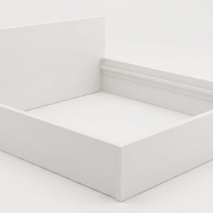 Minimalisticna lesena postelja po meri iz belega iverala 22mm Rimex